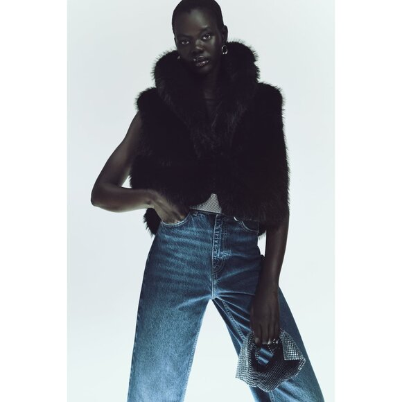 Zara Faux Fur Cropped Vest
